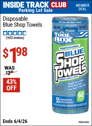 Harbor Freight Coupons, HF Coupons, 20% off - Disposable Blue Shop Towels