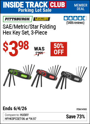 Harbor Freight Coupons, HF Coupons, 20% off - Sae/metric/torx Folding Hex Key Set Pack Of 3