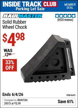 Harbor Freight Coupons, HF Coupons, 20% off - Solid Rubber Wheel Chock