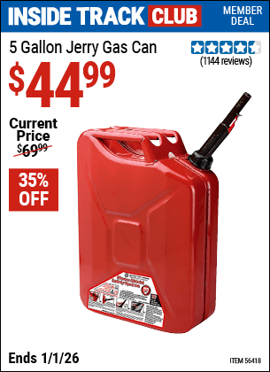 Harbor Freight Coupons, HF Coupons, 20% off - 5 Gallon Jerry Gas Can