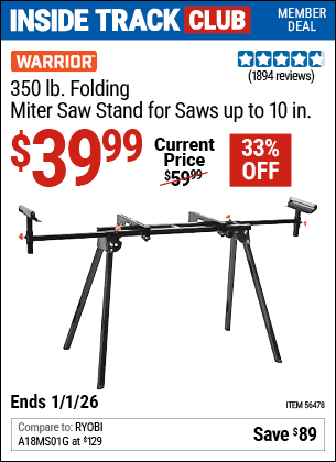 Harbor Freight Coupons, HF Coupons, 20% off - Warrior Universal Folding Miter Saw Stand
