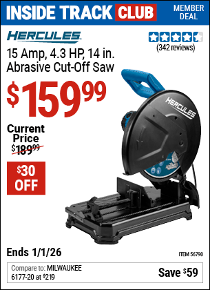Harbor Freight Coupons, HF Coupons, 20% off - 15 Amp 4.3 HP 14 in.  Abrasive Cut-Off Saw
