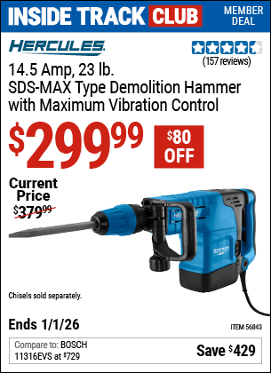 Harbor Freight Coupons, HF Coupons, 20% off - 14.5 Amp 23 lb. SDS Max-Type Demolition Hammer with Maximum Vibration Control