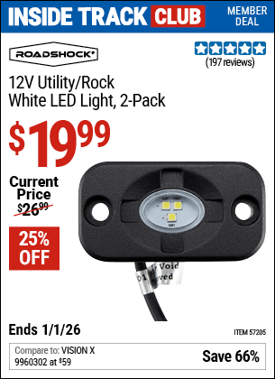 Harbor Freight Coupons, HF Coupons, 20% off - 12 Volt Utility/Rock White LED Light, 2 Pk.