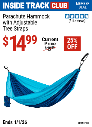 Harbor Freight Coupons, HF Coupons, 20% off - Parachute Hammock with Adjustable Tree Straps