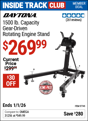 Harbor Freight Coupons, HF Coupons, 20% off - DAYTONA 1500 lb. Capacity Gear Driven Rotating Engine Stand for $259.99