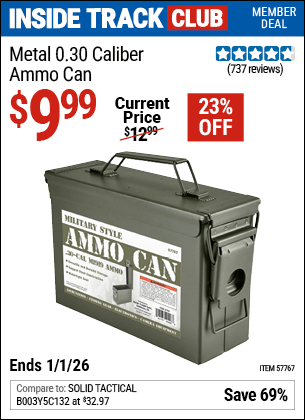 Harbor Freight Coupons, HF Coupons, 20% off - Metal 0.30 Caliber Ammo Can