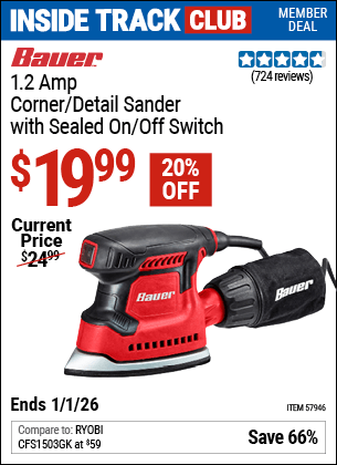 Harbor Freight Coupons, HF Coupons, 20% off - 1.2 Amp Detail Corner Sander