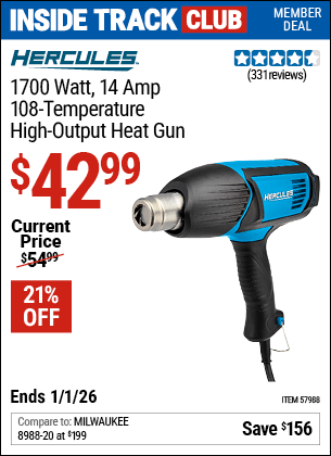 Harbor Freight Coupons, HF Coupons, 20% off - 1700 Watt  14 Amp 108 Temperature High Output Heat Gun