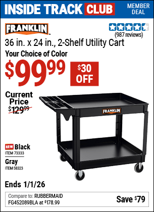 Harbor Freight Coupons, HF Coupons, 20% off - FRANKLIN 36 in. x 24 in. Polypropylene Industrial Service Cart 