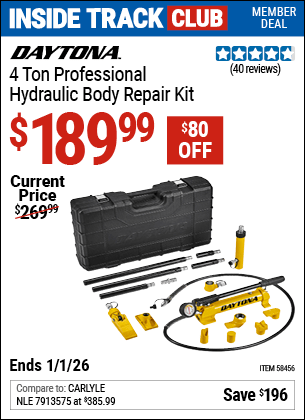 Harbor Freight Coupons, HF Coupons, 20% off - DAYTONA 4 Ton Professional Hydraulic Body Repair Kit for $189.99