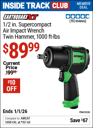 Harbor Freight Coupons, HF Coupons, 20% off - EARTHQUAKE XT 1/2 in. Super Compact Air Impact Wrench for $84.99