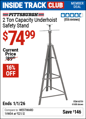 Harbor Freight Coupons, HF Coupons, 20% off - 2 Ton Underhoist Safety Stand