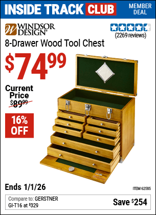 Harbor Freight Coupons, HF Coupons, 20% off - Eight Drawer Wood Tool Chest