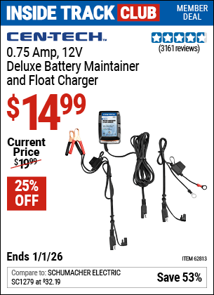Harbor Freight Coupons, HF Coupons, 20% off - 12v Deluxe Battery Maintainer and Float Charger