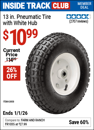 Harbor Freight Coupons, HF Coupons, 20% off - 13 in. Pneumatic Tire with White Hub