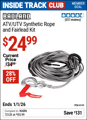 Harbor Freight Coupons, HF Coupons, 20% off - Atv/utv Synthetic Rope And Fairlead Kit
