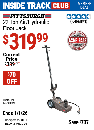 Harbor Freight Coupons, HF Coupons, 20% off - 22 ton Air/Hydraulic Floor Jack