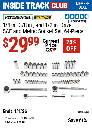 Harbor Freight Coupons, HF Coupons, 20% off - 64 Piece 1/4
