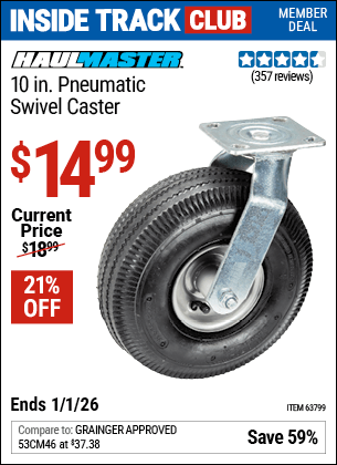 Harbor Freight Coupons, HF Coupons, 20% off - 10 in. Pneumatic Swivel Caster
