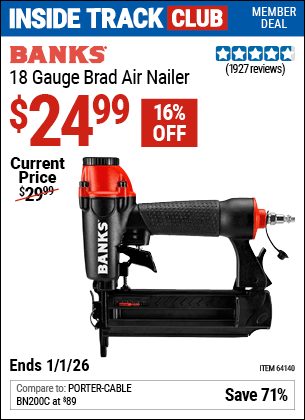 Harbor Freight Coupons, HF Coupons, 20% off - 18 Gauge Brad Air Nailer