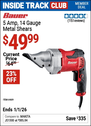 Harbor Freight Coupons, HF Coupons, 20% off - 14 Guage, 5 Amp Swivel Head Shears