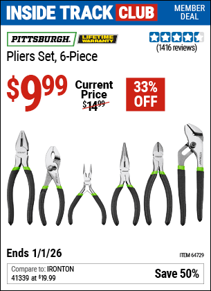 Harbor Freight Coupons, HF Coupons, 20% off - 6 Piece Pliers Set