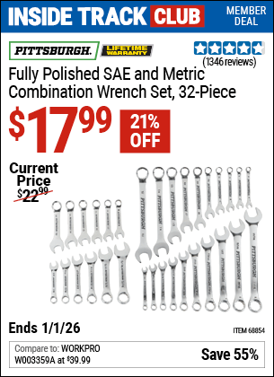 Harbor Freight Coupons, HF Coupons, 20% off - 32 Piece Fully Polished Sae & Metric Combination Wrench Set