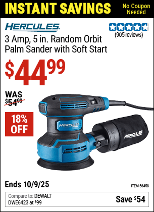 Harbor Freight Coupons, HF Coupons, 20% off - 3  Amp Corded 5 in. Variable Speed Random Orbital Sander
