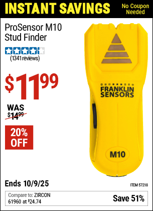 Harbor Freight Coupons, HF Coupons, 20% off - M10 Stud Finder