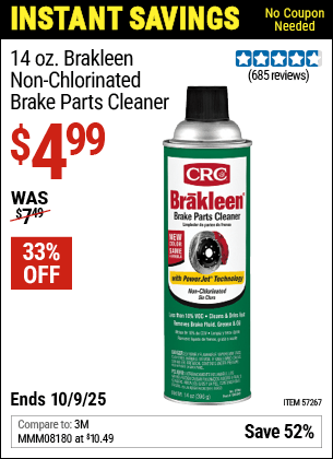 Harbor Freight Coupons, HF Coupons, 20% off - 14 Oz. Brakleen Non-Chlorinated Brake Parts Cleaner