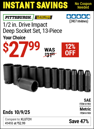 Harbor Freight Coupons, HF Coupons, 20% off - 13 Pieces, 1/2