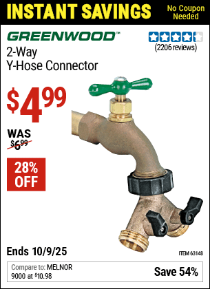 Harbor Freight Coupons, HF Coupons, 20% off - Two-way Y-hose Connector