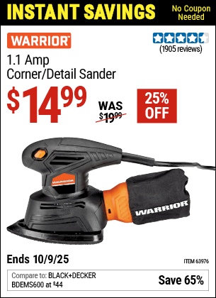 Harbor Freight Coupons, HF Coupons, 20% off - Warrior Palm Detail Sander