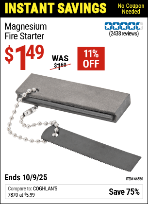 Harbor Freight Coupons, HF Coupons, 20% off - Magnesium Fire Starter