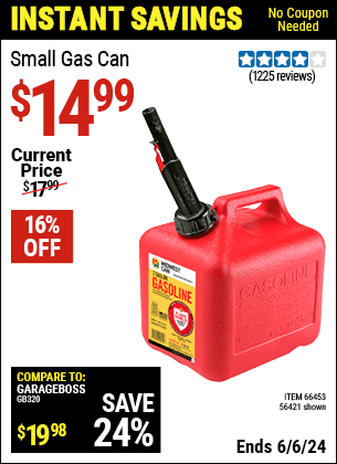 Harbor Freight Coupons, HF Coupons, 20% off - Small Gas Can