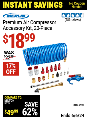 Harbor Freight Coupons, HF Coupons, 20% off - Premium Air Compressor Accessory Kit, 20 Pc.