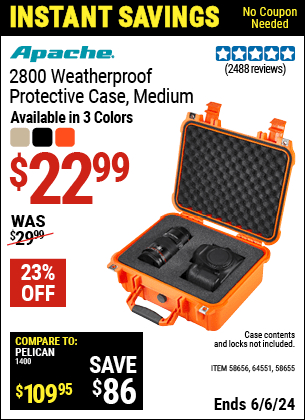 Harbor Freight Coupons, HF Coupons, 20% off - APACHE 2800 Weatherproof Protective Case 
