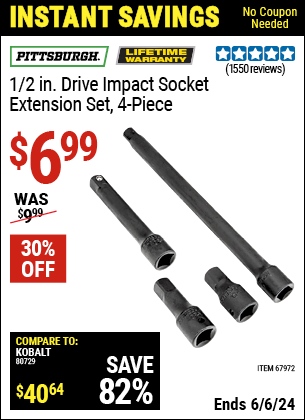Harbor Freight Coupons, HF Coupons, 20% off - 4 Piece 1/2