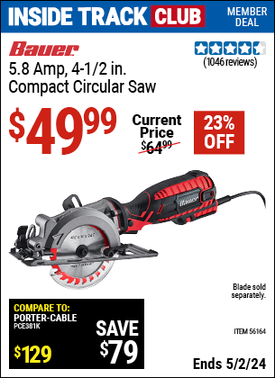Harbor Freight Coupons, HF Coupons, 20% off - 4-1/2 In. 5.8 Amp Compact Circular Saw
