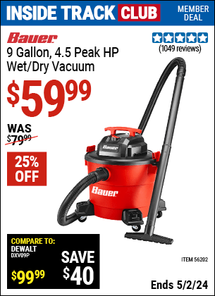 Harbor Freight Coupons, HF Coupons, 20% off - 9 Gallon Wet/dry Vacuum