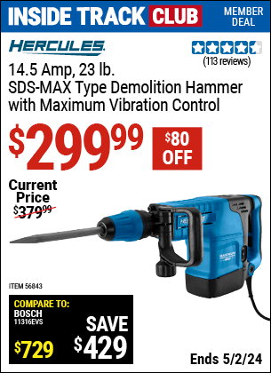 Harbor Freight Coupons, HF Coupons, 20% off - 14.5 Amp 23 lb. SDS Max-Type Demolition Hammer with Maximum Vibration Control