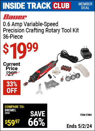 Harbor Freight Coupons, HF Coupons, 20% off - BAUER Variable Speed Precision Crafting Rotary Tool for $24.99