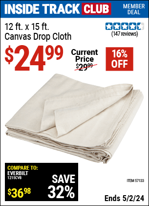 Harbor Freight Coupons, HF Coupons, 20% off - 12 X 15 Canvas Drop Cloth