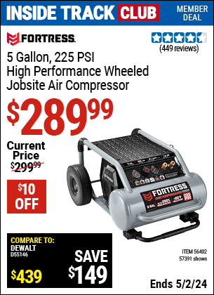 Harbor Freight Coupons, HF Coupons, 20% off - 5 Gallon  225 PSI High Performance Wheeled Jobsite Air Compressor