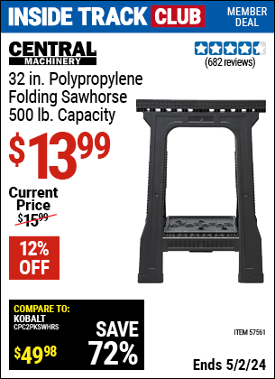 Harbor Freight Coupons, HF Coupons, 20% off - 500 lb. Sawhorse
