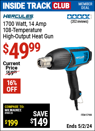 Harbor Freight Coupons, HF Coupons, 20% off - 1700 Watt  14 Amp 108 Temperature High Output Heat Gun