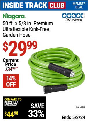 Harbor Freight Coupons, HF Coupons, 20% off - NIAGARA 50 ft. Premium Ultra Flexible Kink Free Garden Hose 