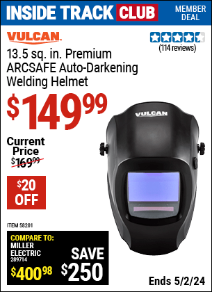 Harbor Freight Coupons, HF Coupons, 20% off - VULCAN Premium ARCSAFE Auto-Darkening Welding Helmet for $149.99