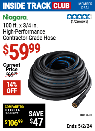 Harbor Freight Coupons, HF Coupons, 20% off - NIAGARA 100 ft. x 3/4 in. High Performance Contractor Grade Hose for $59.99